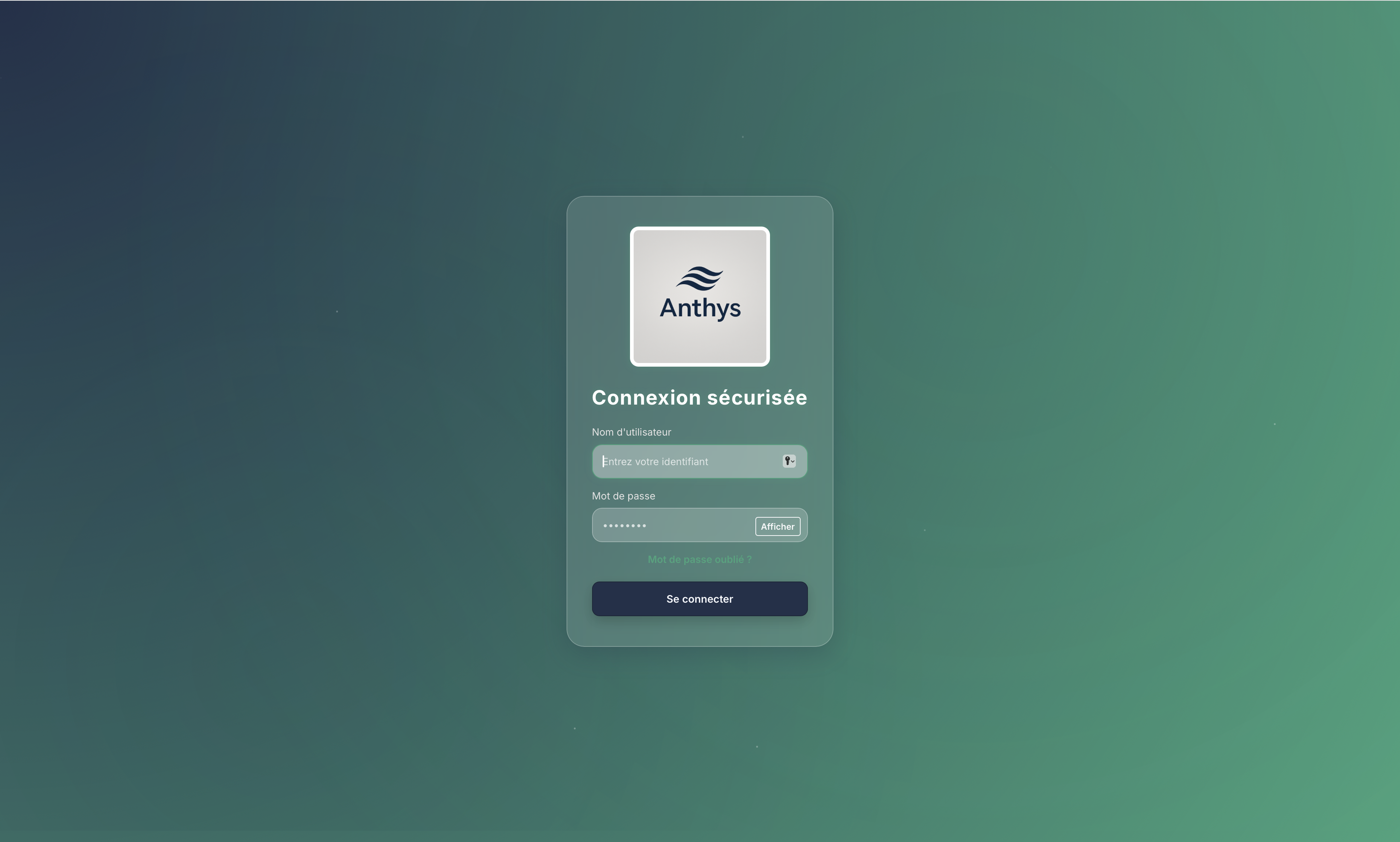 Capture écran de la page de connexion Anthys